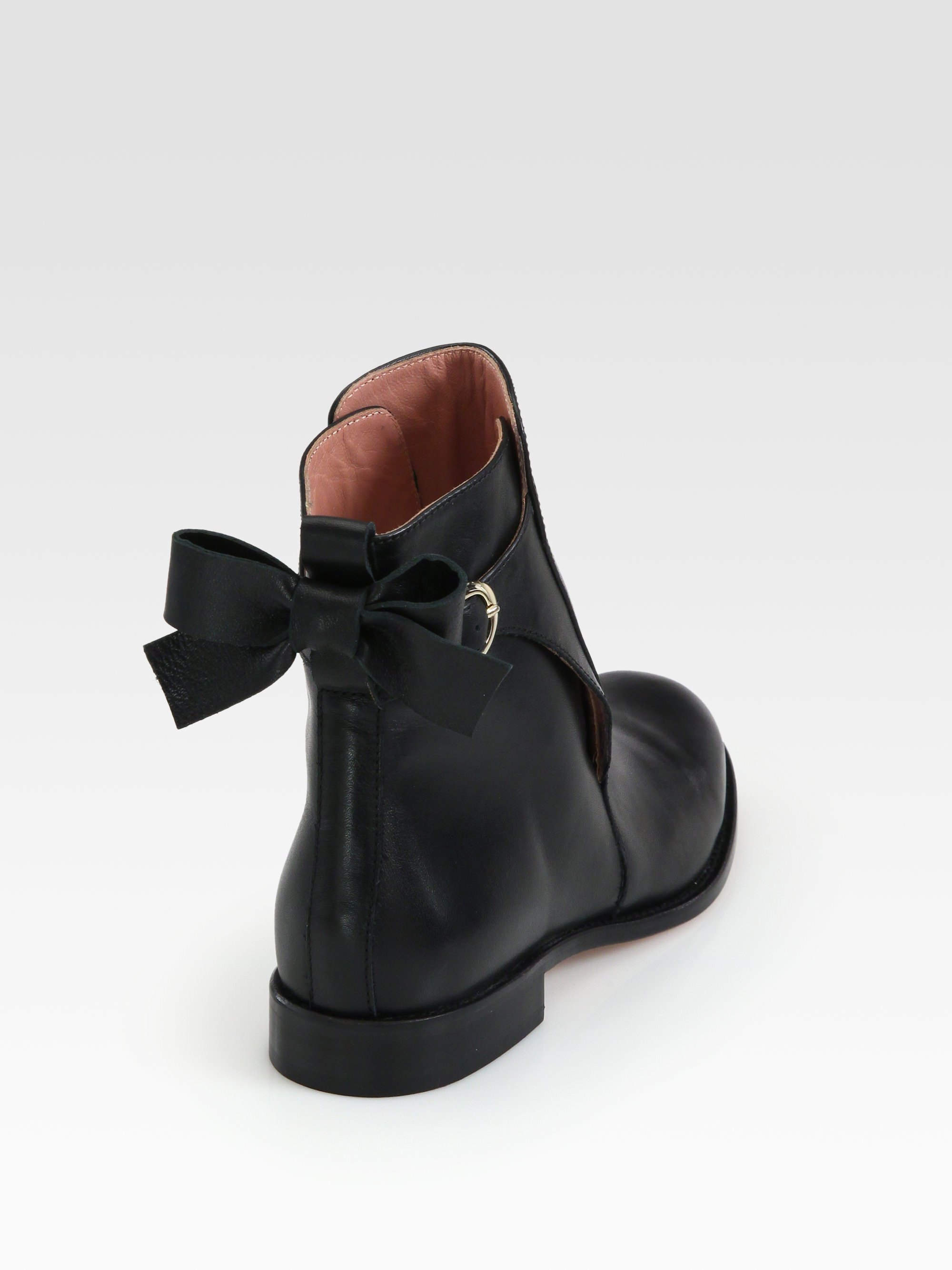 black bow ankle boots