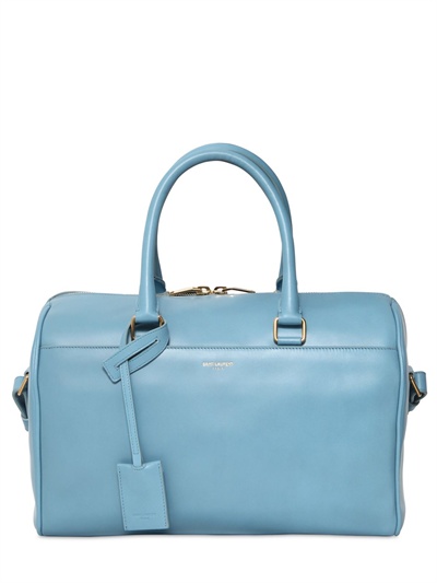Saint laurent Duffle 6 Brushed Leather Top Handle Bag in Blue ...