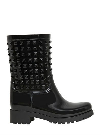 Valentino Rubber Studded Rain Boots in Black - Lyst