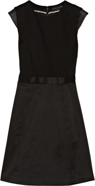 Alice + Olivia Leila Leather Trimmed Jersey and Stretch Cotton Dress in ...