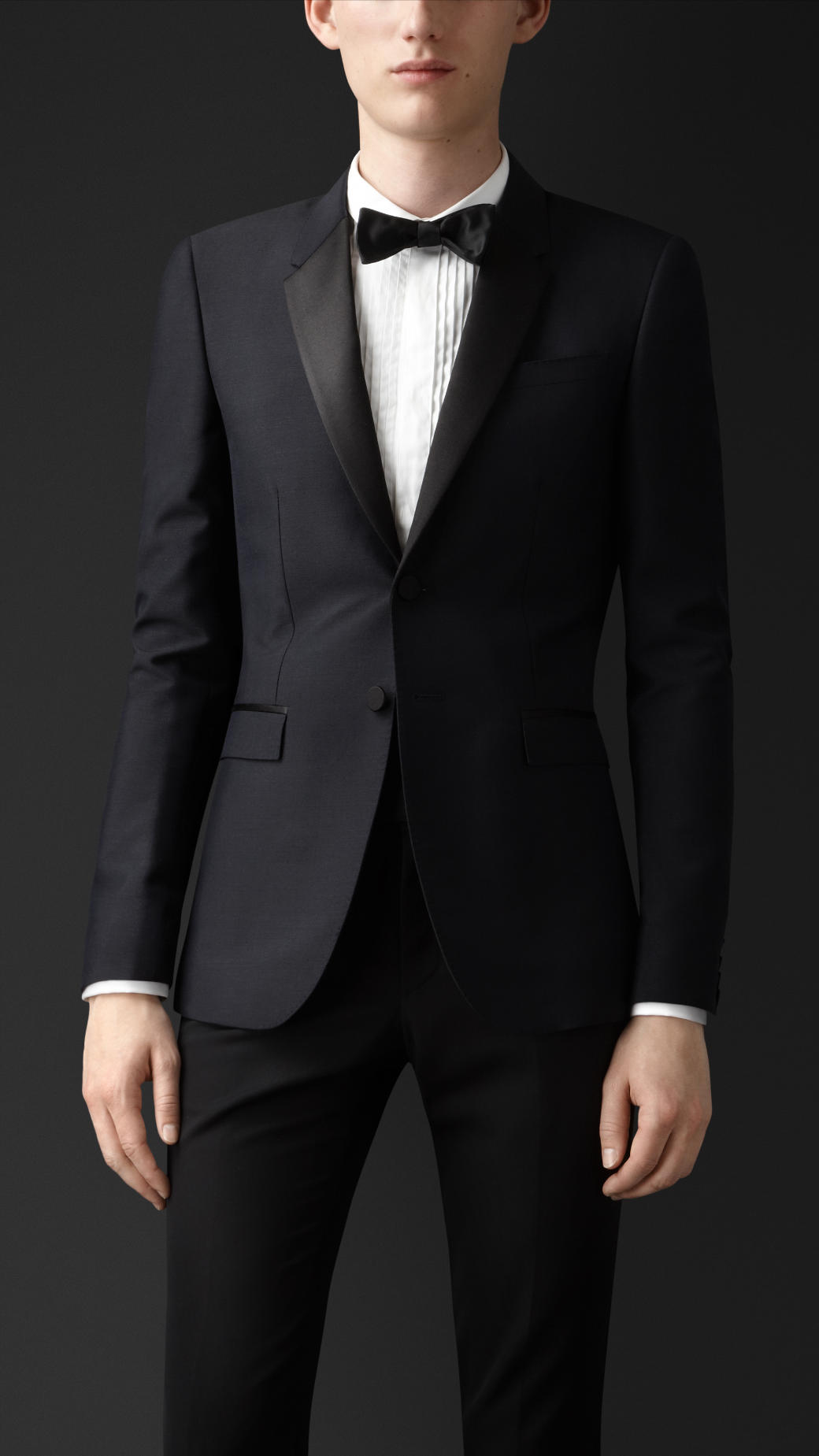 Burberry Satin Lapel Tuxedo Jacket in Black for Men | Lyst