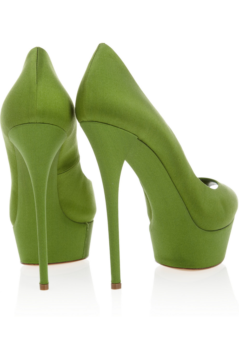 lime green satin pumps