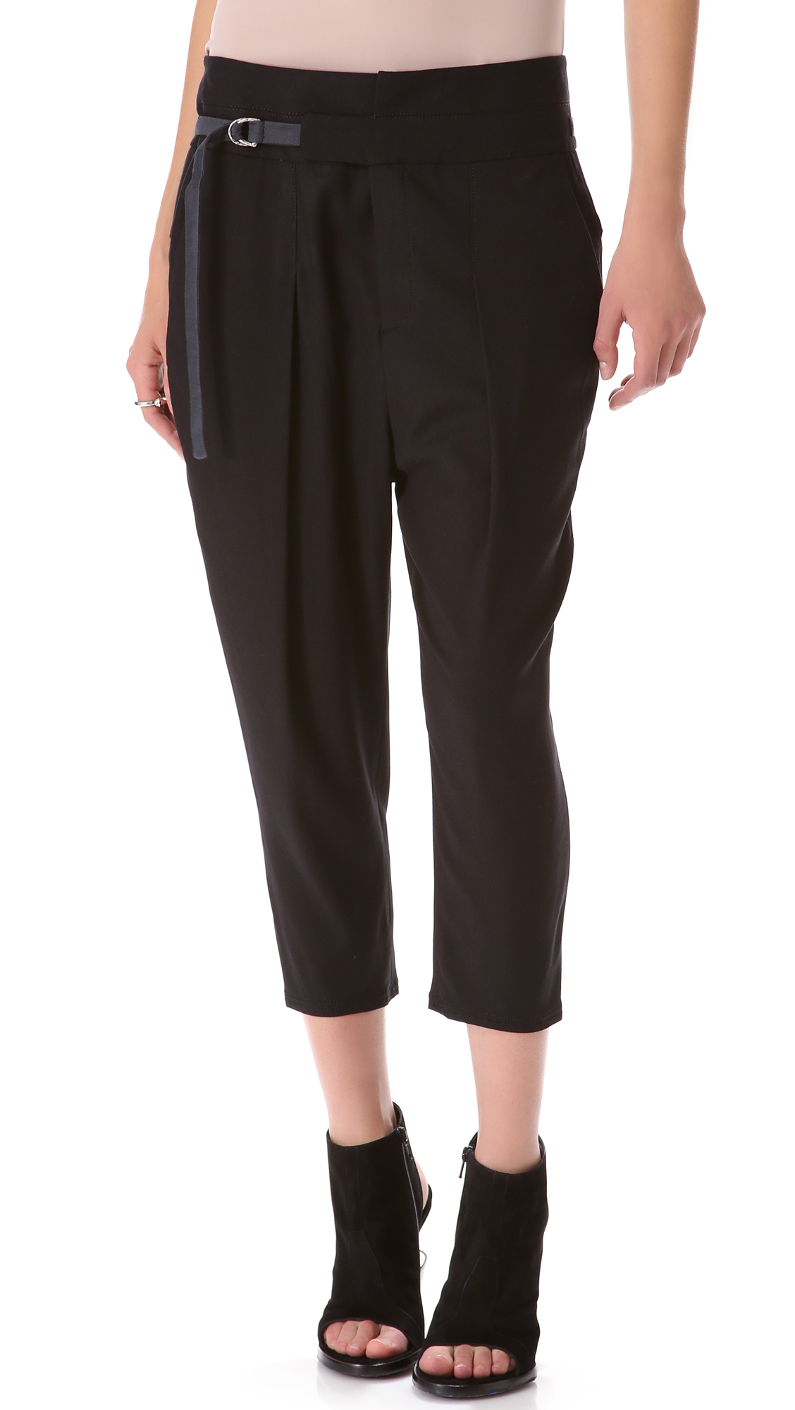 Helmut Lang Ark Suiting Cropped Pants in Black | Lyst