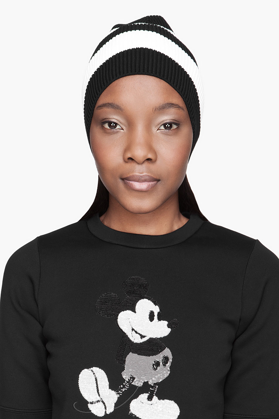 Marc Jacobs Black And White Striped Knit Beanie Lyst