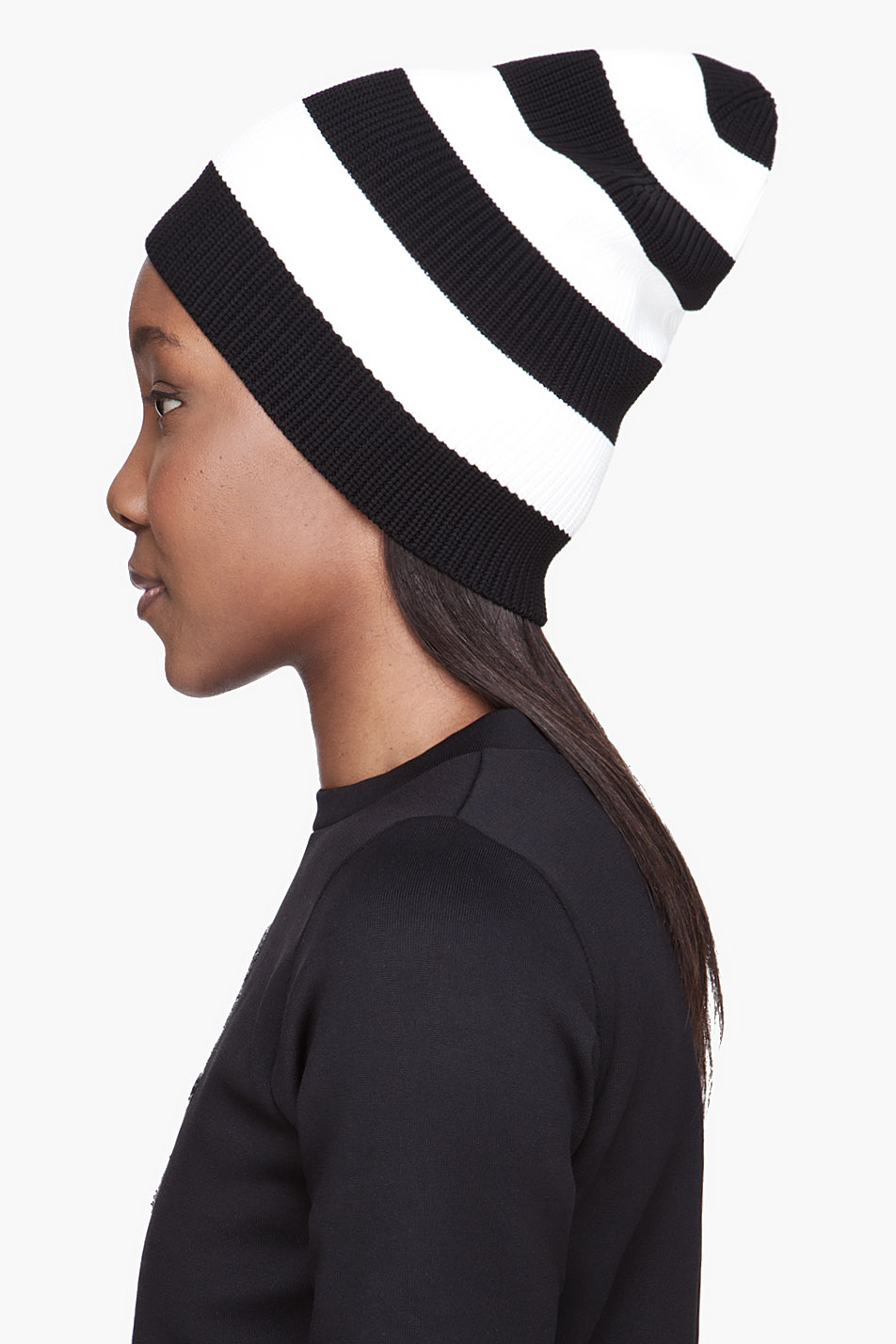 Marc Jacobs Black And White Striped Knit Beanie Lyst