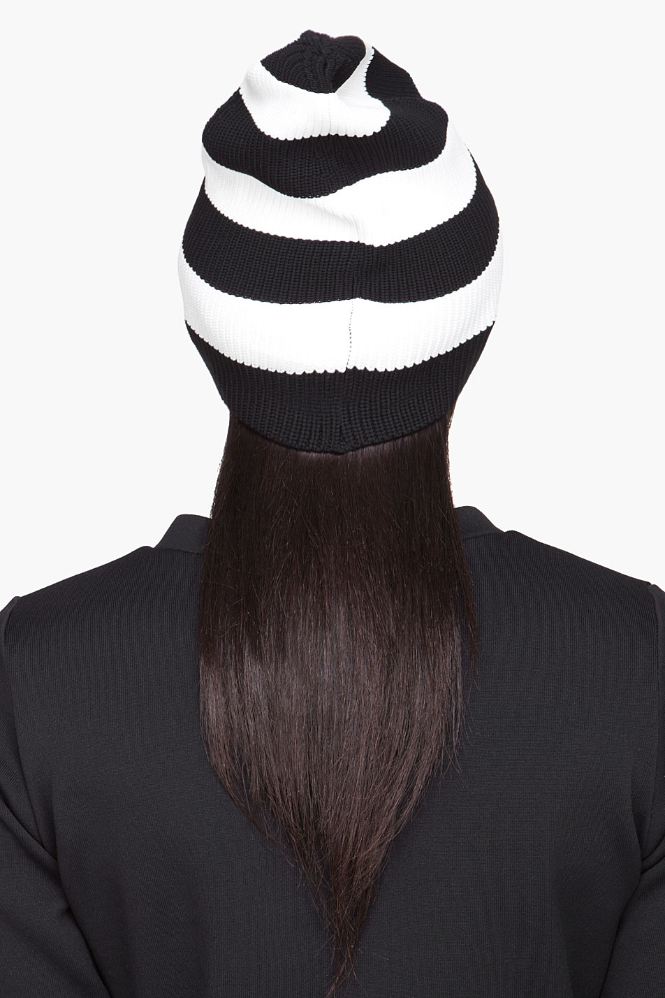Marc Jacobs Black And White Striped Knit Beanie Lyst