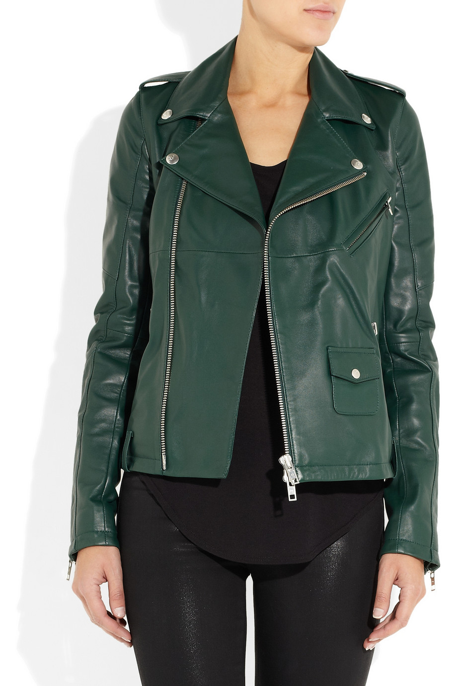 alexander mcqueen green leather jacket