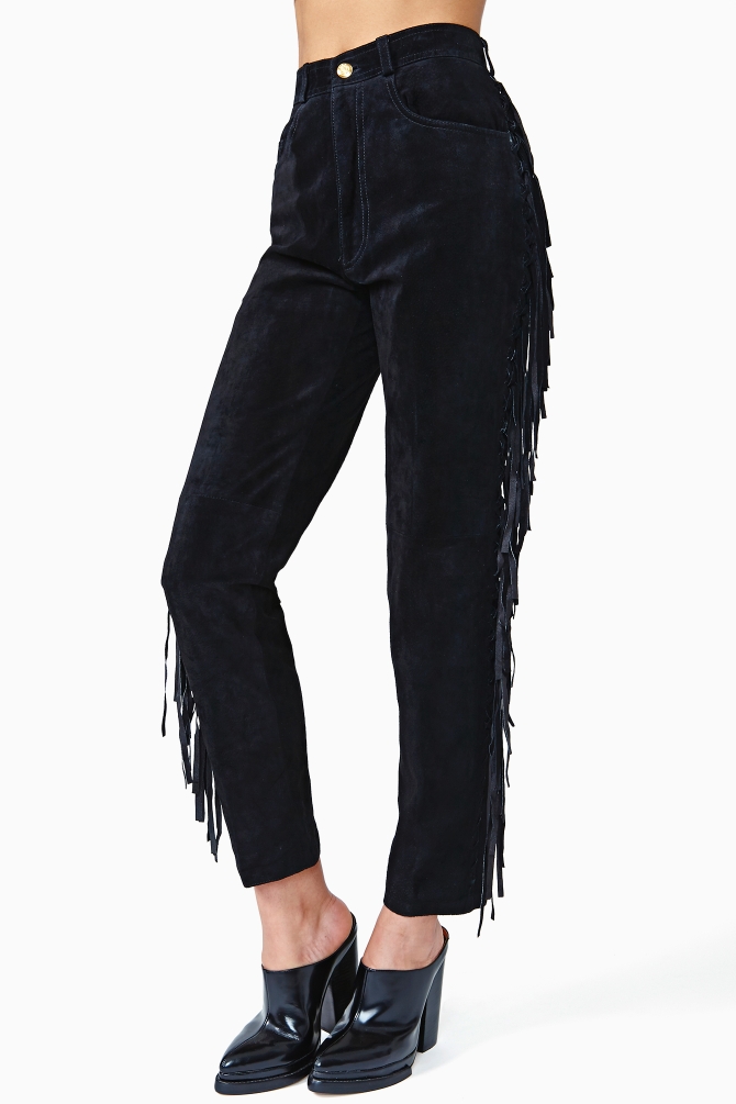 Nasty gal Dark Rider Fringe Suede Pants in Black Lyst