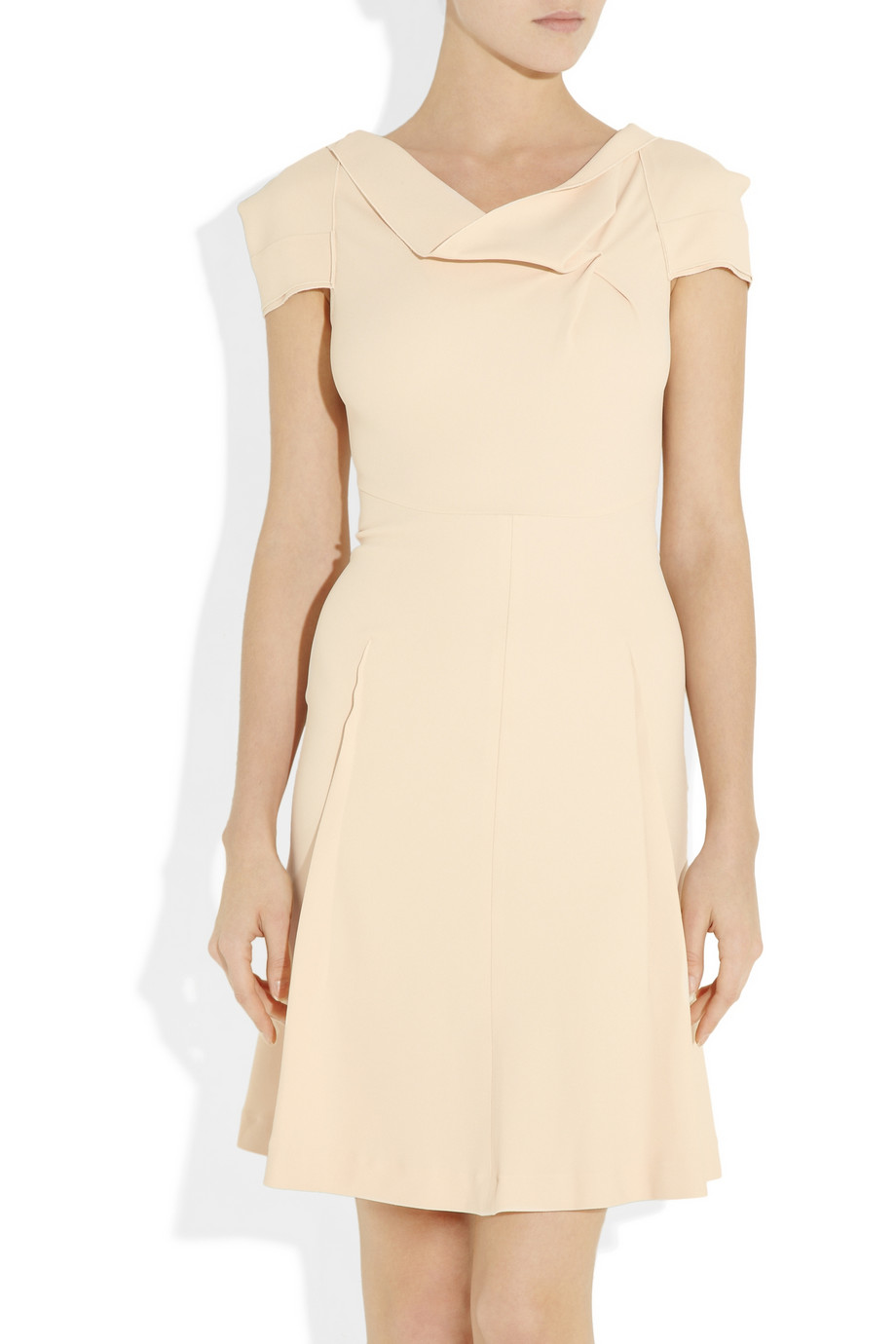 Roland mouret Losberne Pleated Stretchcrepe Dress in Natural | Lyst