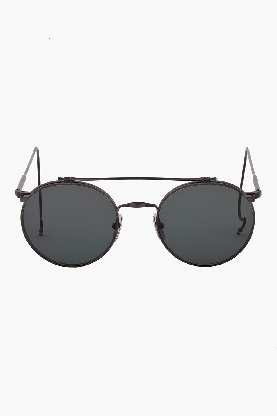 Thom Browne Black Round Flip Aviators
