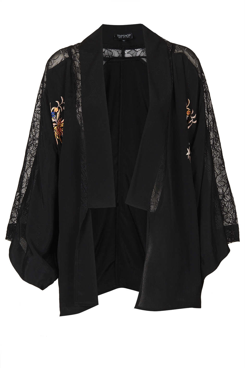 TOPSHOP Lace Embroidered Kimono in Black - Lyst