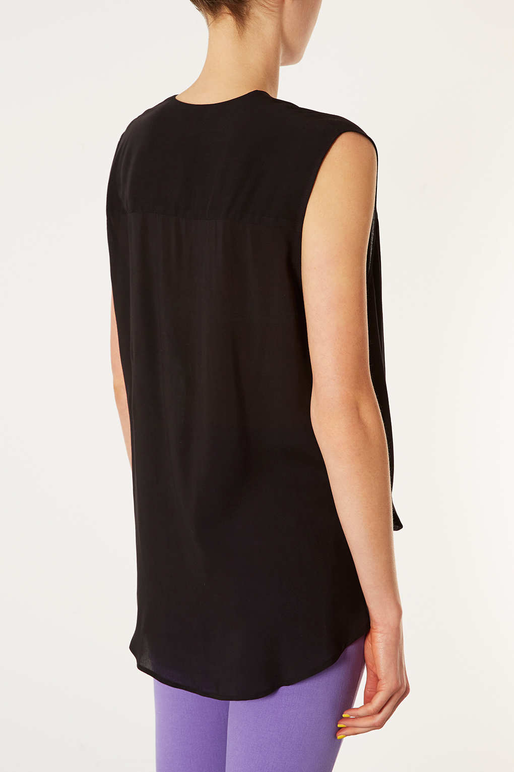 Topshop Sleeveless Casual Drape Top In Black Lyst