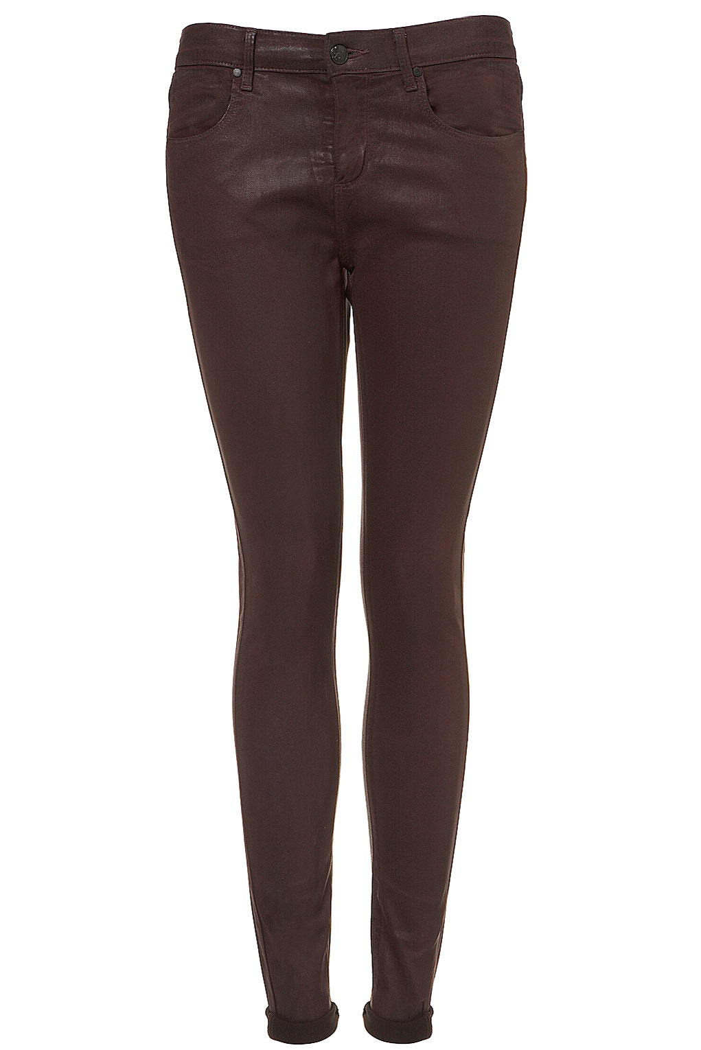 TOPSHOP Moto Coated Leigh Jeans in Burgundy (Purple) - Lyst