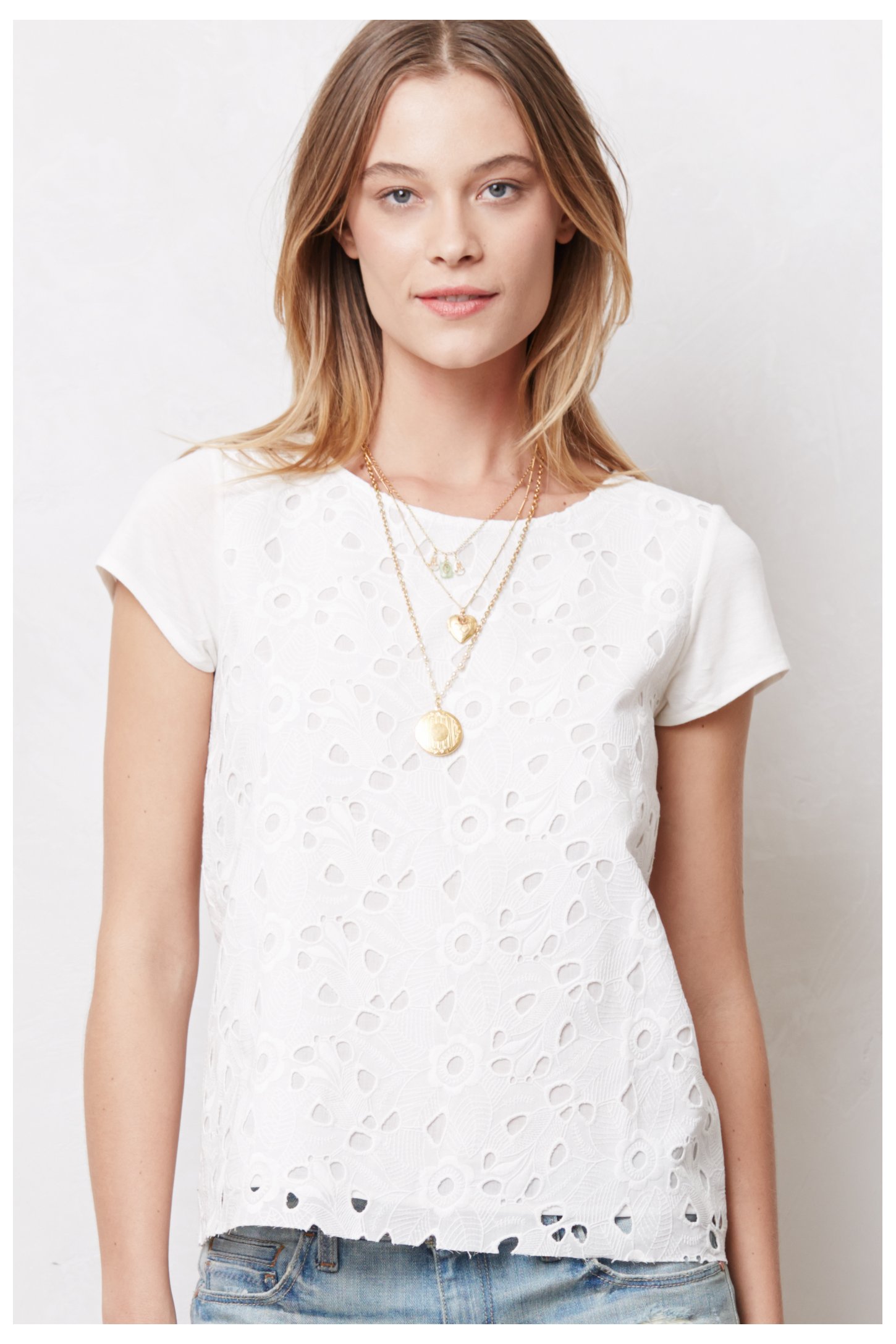 San & soni Alya Eyelet Top in White Lyst