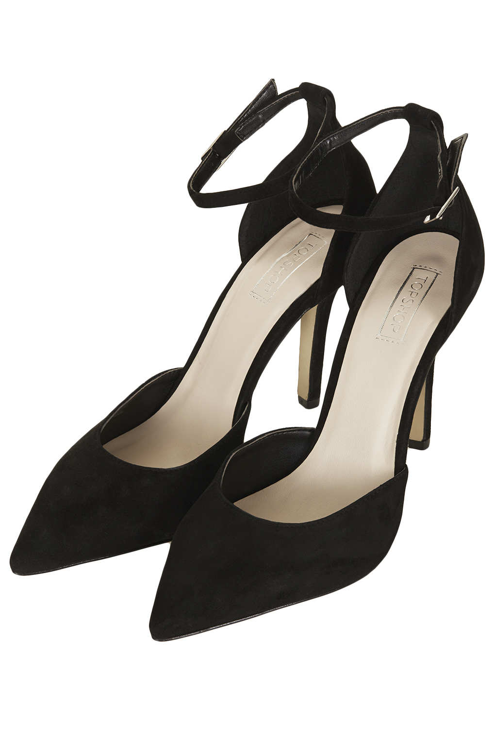 black ankle strap court shoes