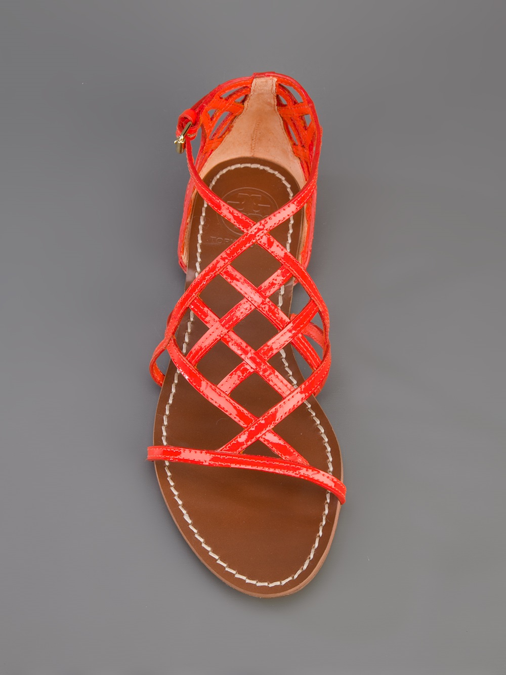 Tory Burch Strappy Flat Sandal in Red - Lyst
