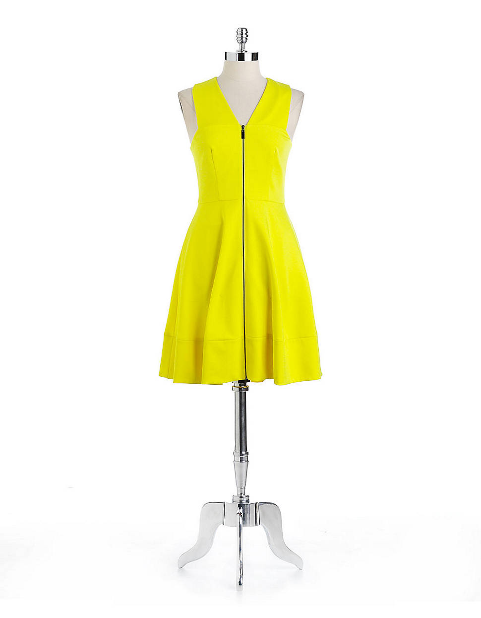 Vince Camuto Scuba Front Zip Dress in Yellow - Lyst