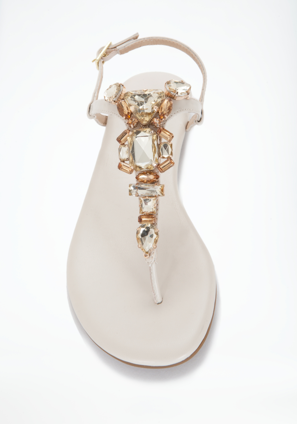 Bebe Cora Jewel Flat Sandals In Natural White Lyst Bebe Cora Jewel Flat Sandals In Natural White Lyst