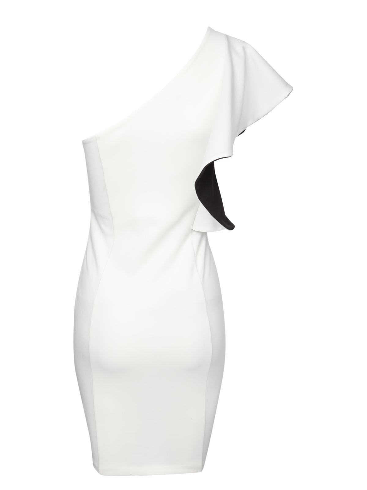 Jane norman One Shoulder Monochrome Ruffle Dress in Beige (cream) | Lyst