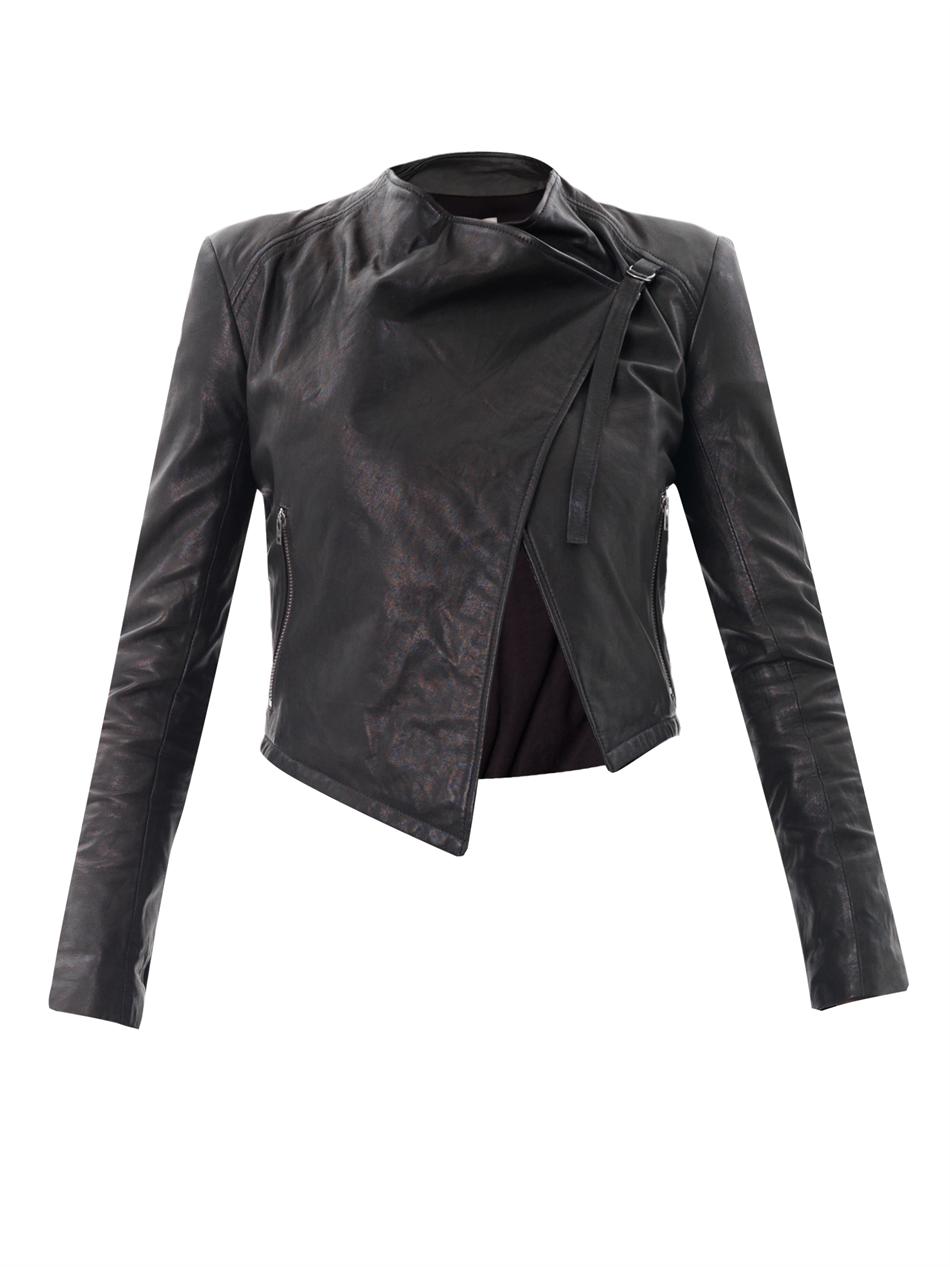 Lyst - Helmut Waterfall Front Leather Jacket in Black