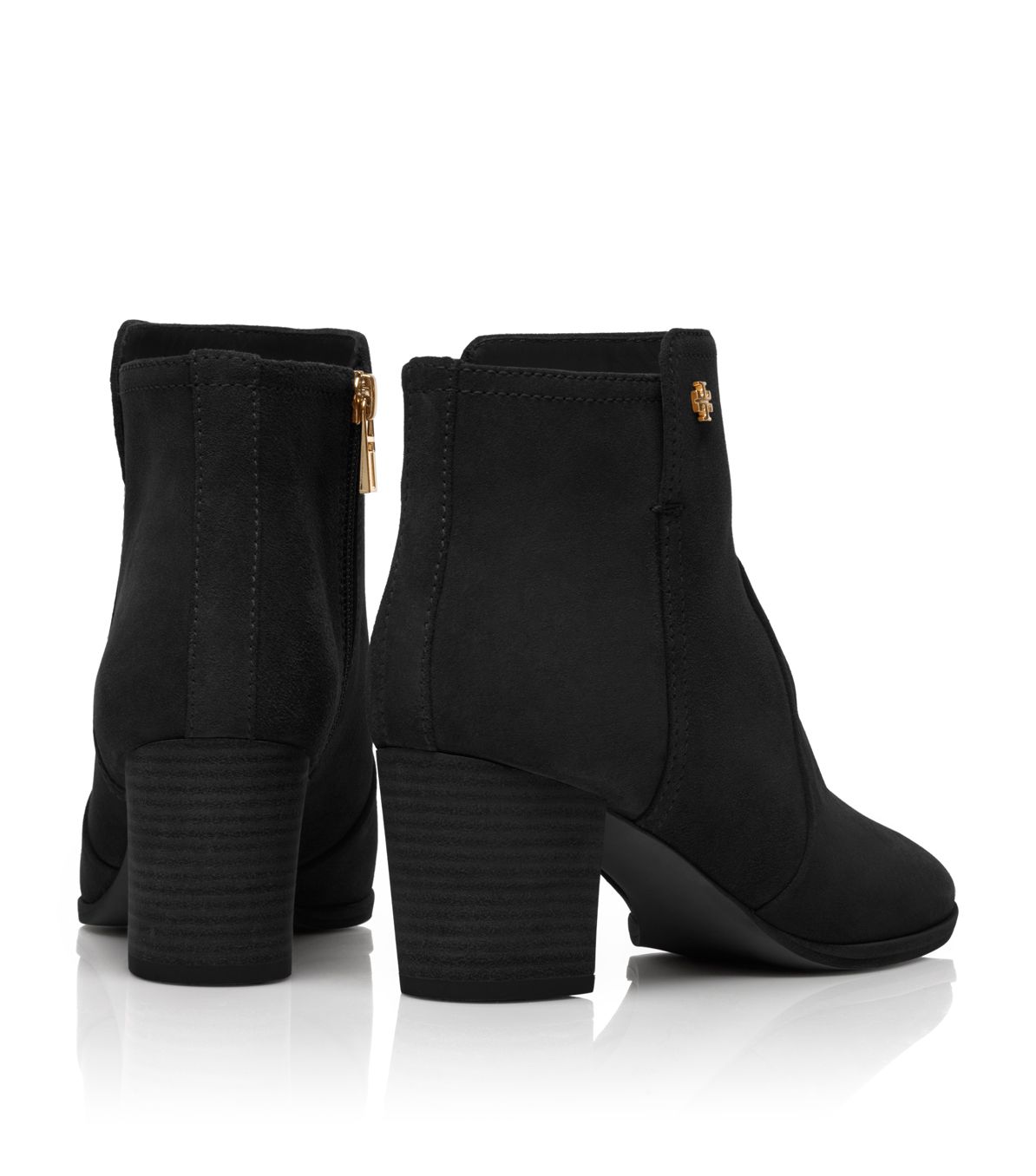 suede black booties flat