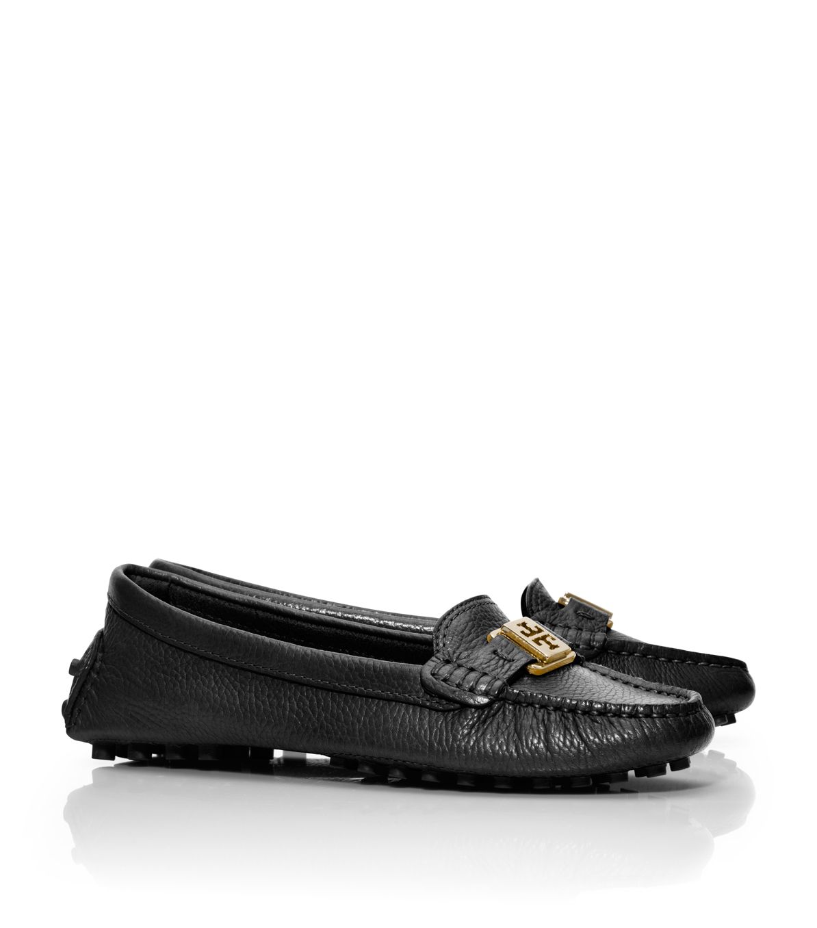 Tory Burch Tumbled Leather Kendrick Driver in Black Lyst