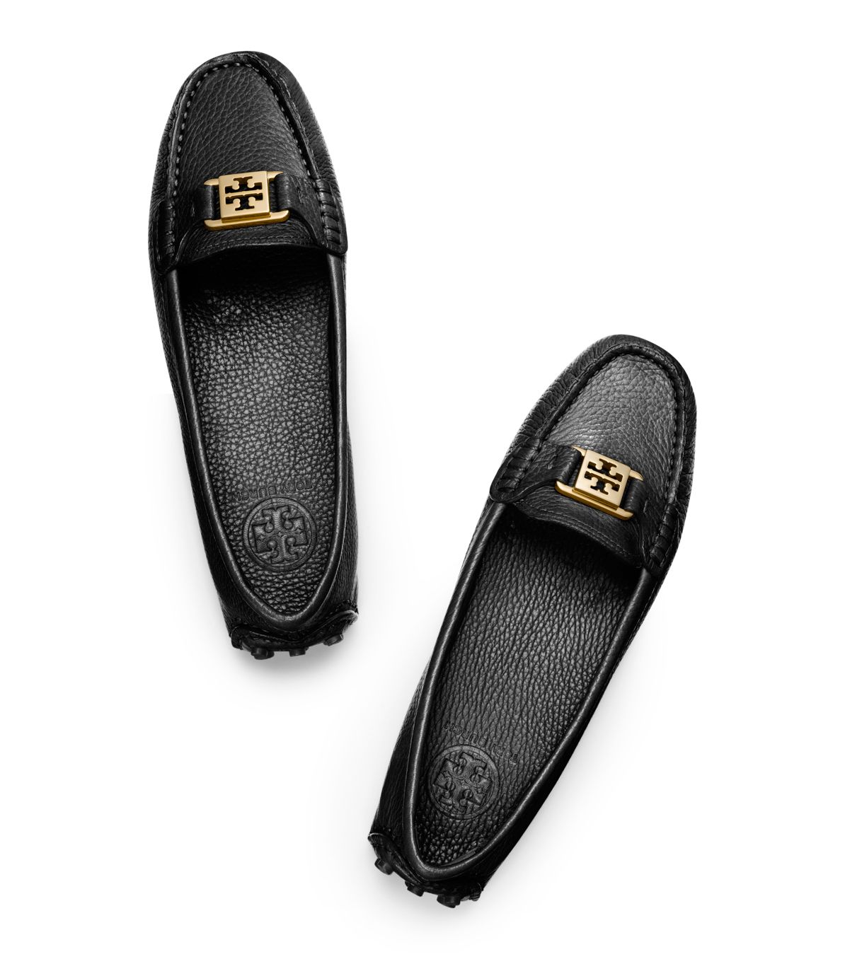 Tory Burch Tumbled Leather Kendrick Driver in Black | Lyst