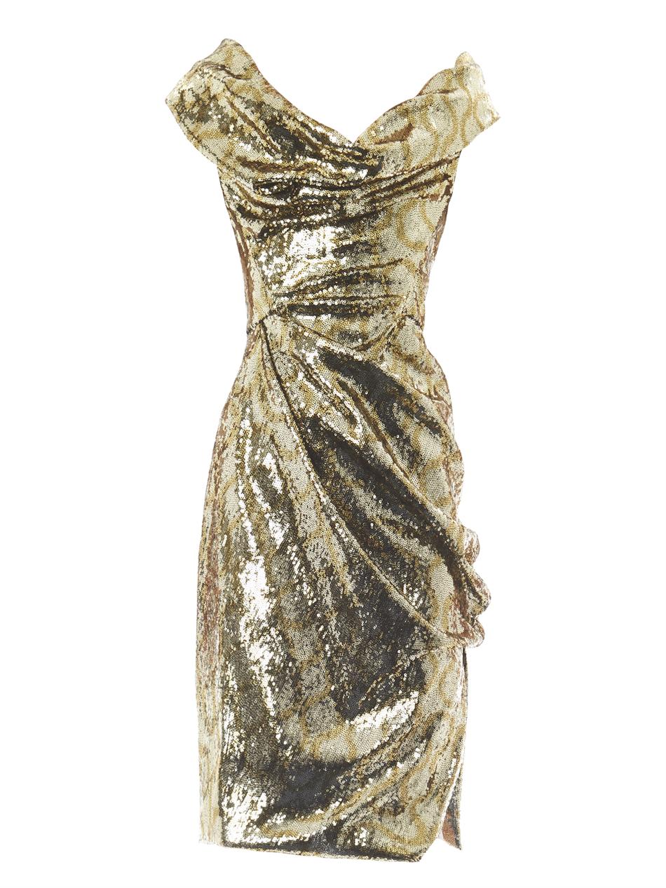 Vivienne Westwood Gold Label Synthetic Sequin Squiggle-print Fitted Dress  in Gold (Metallic) - Lyst