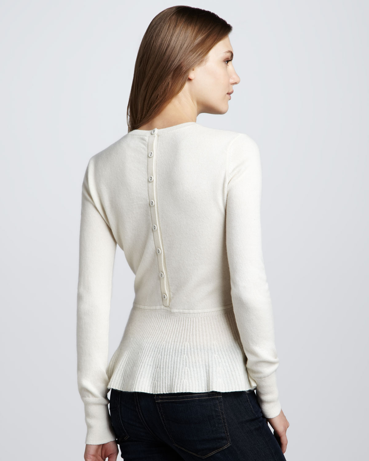Autumn cashmere Cashmere Peplum Sweater in White Lyst