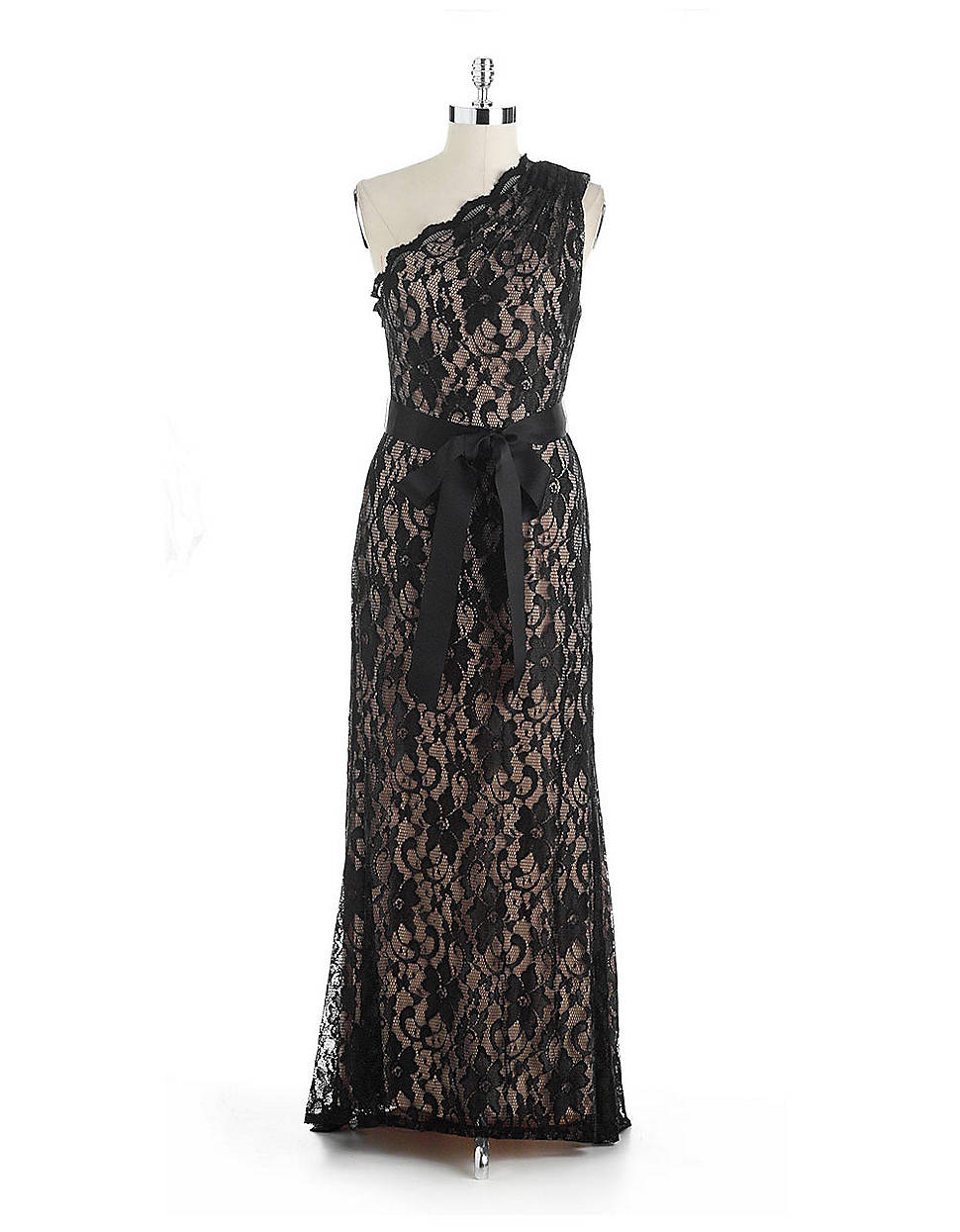 betsy and adam lace sleeve gown