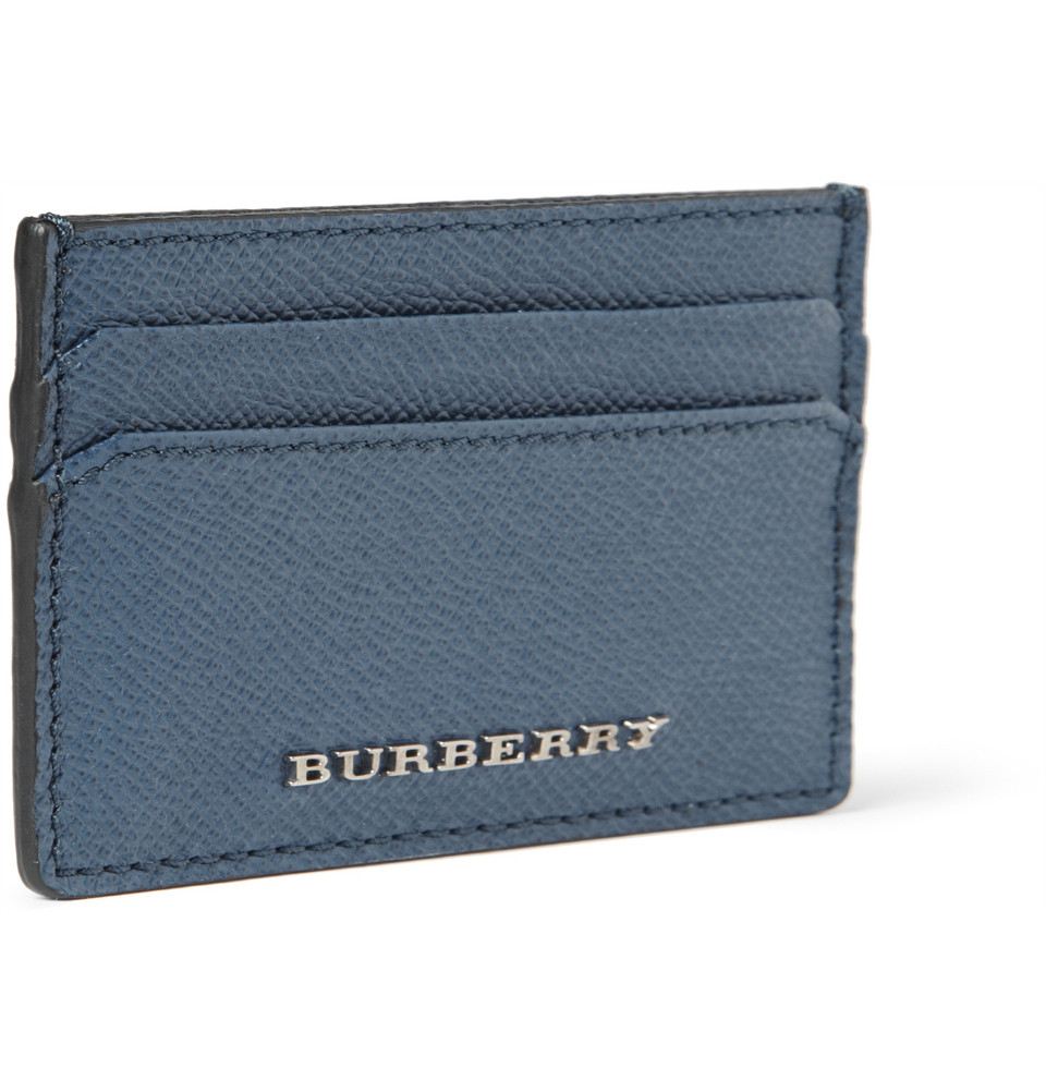Burberry Crossgrain Leather Card Holder in Blue for Men Lyst
