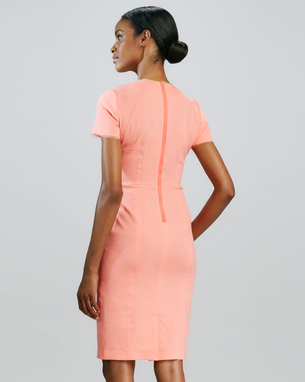 peach sheath dress