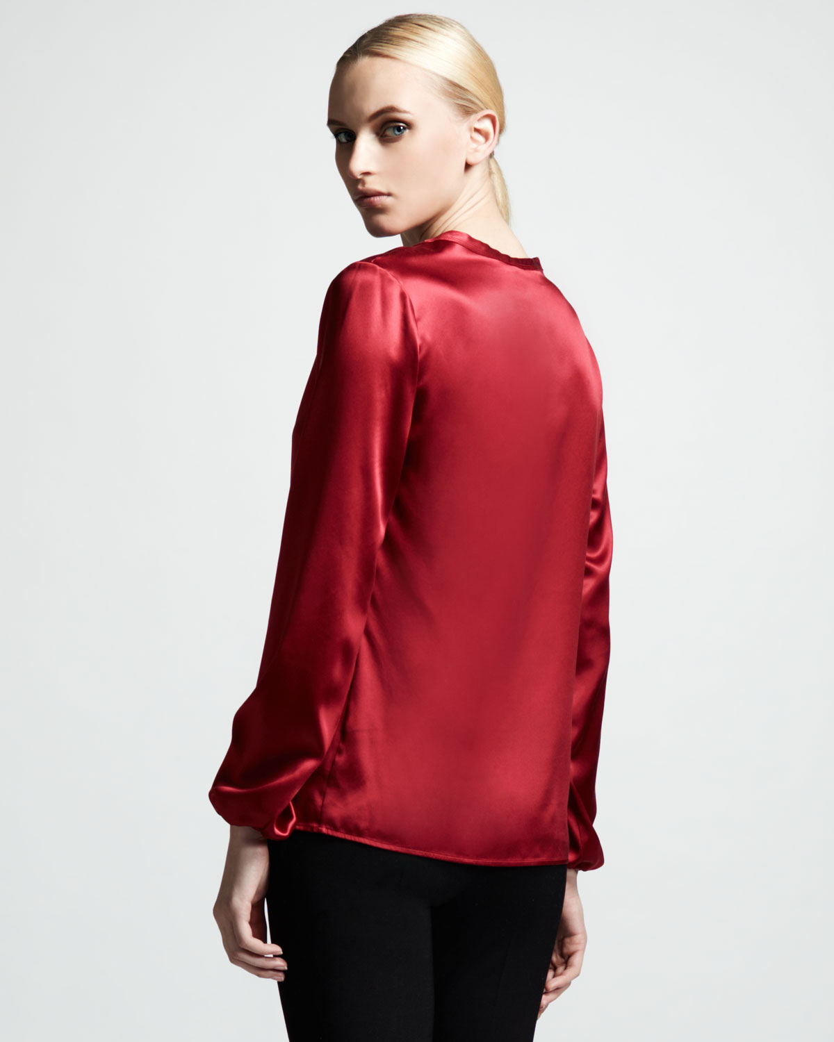 Lyst - Lanvin Womens Washed Satin Blouse Rouge Fonce in Red