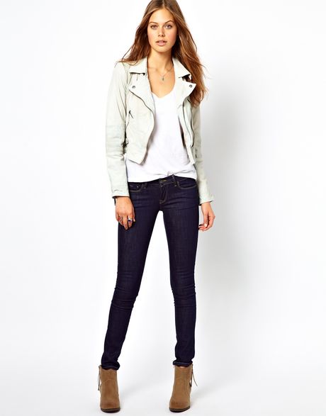Pepe Jeans Leather Jacket in Beige (cream) | Lyst
