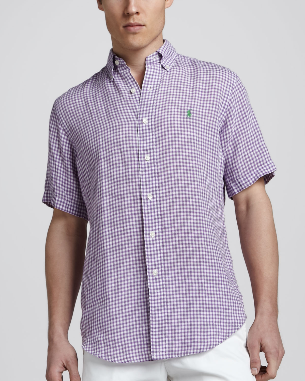 ralph lauren men's short sleeve linen shirt