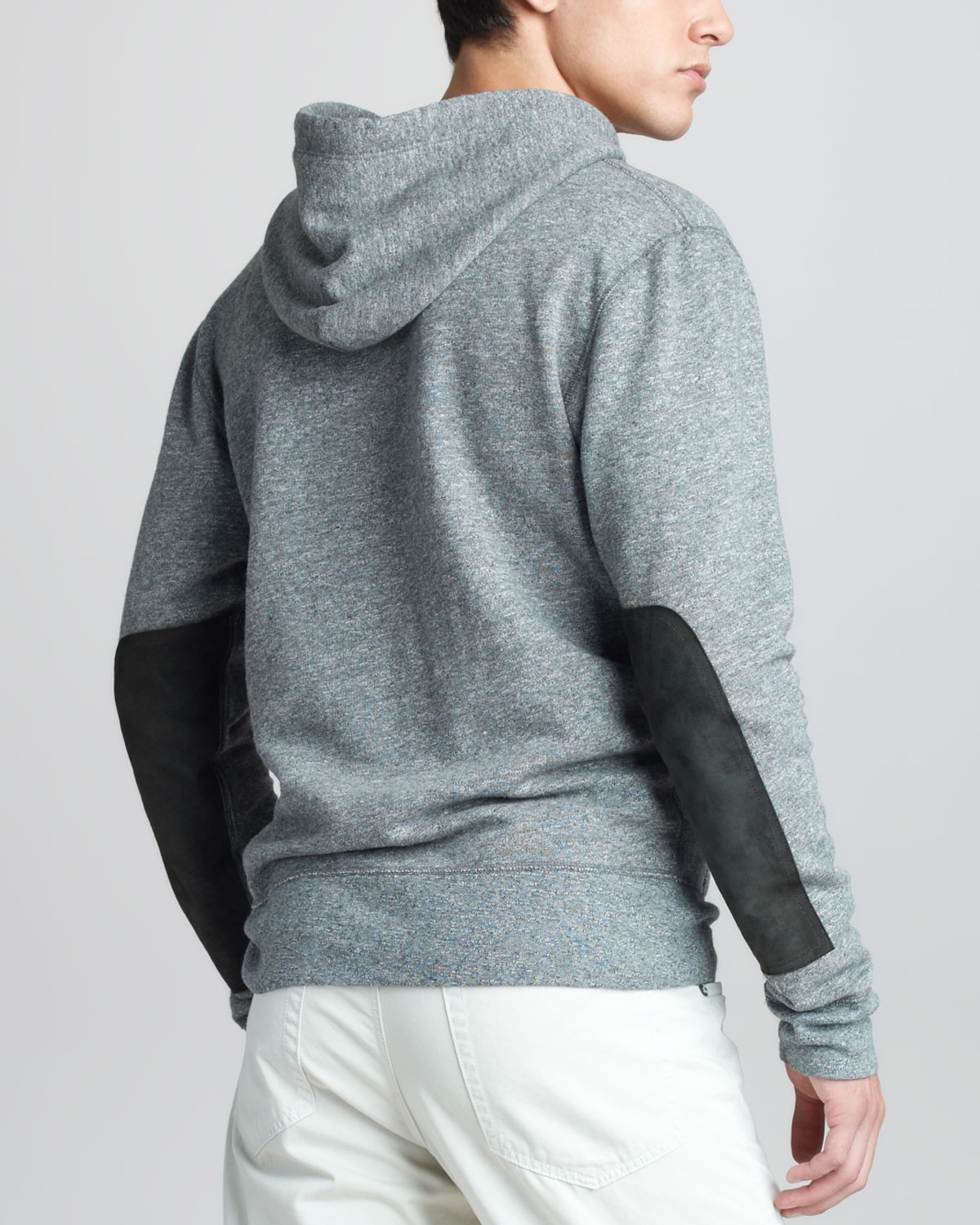 Lyst - Rag & Bone Suede-patch Pullover Hoodie in Gray for Men