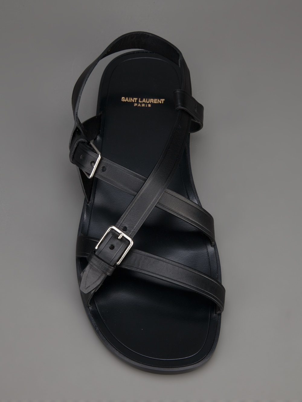 black flat crossover sandals