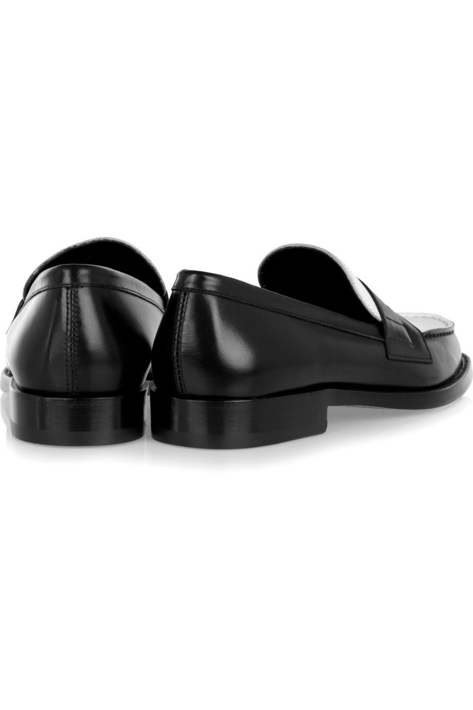Saint Laurent Two-Tone Leather Penny Loafers in Black (White) - Lyst