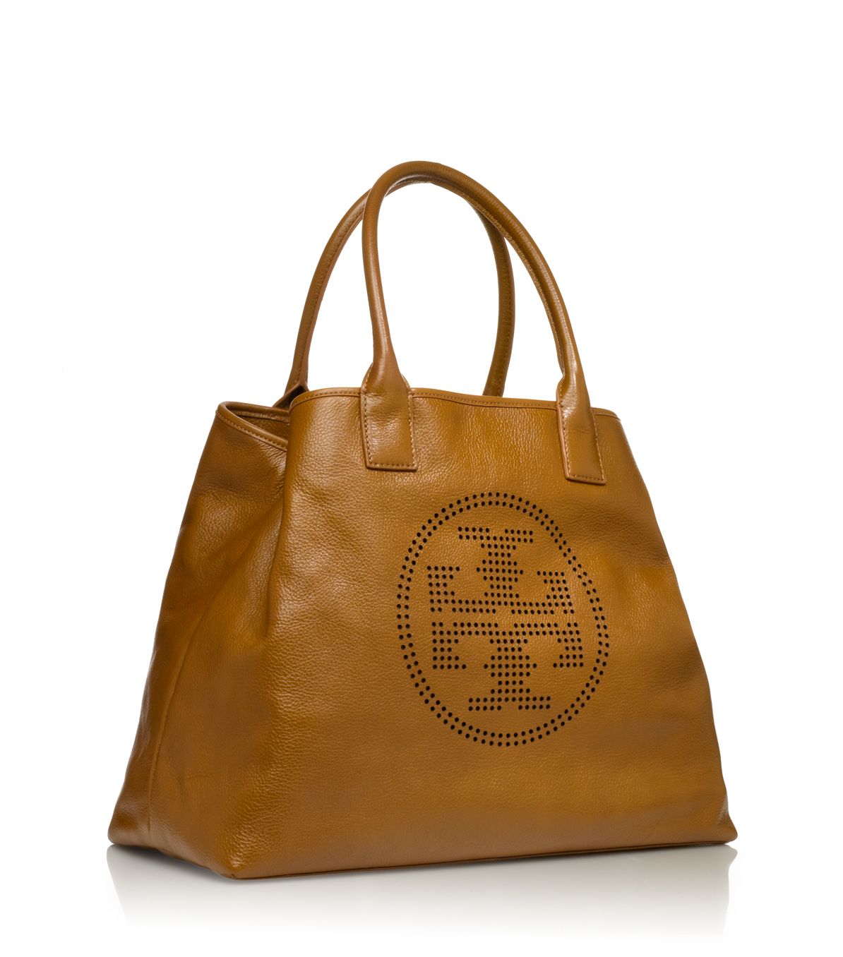 Tory Burch Perforated Logo Tote in Brown | Lyst