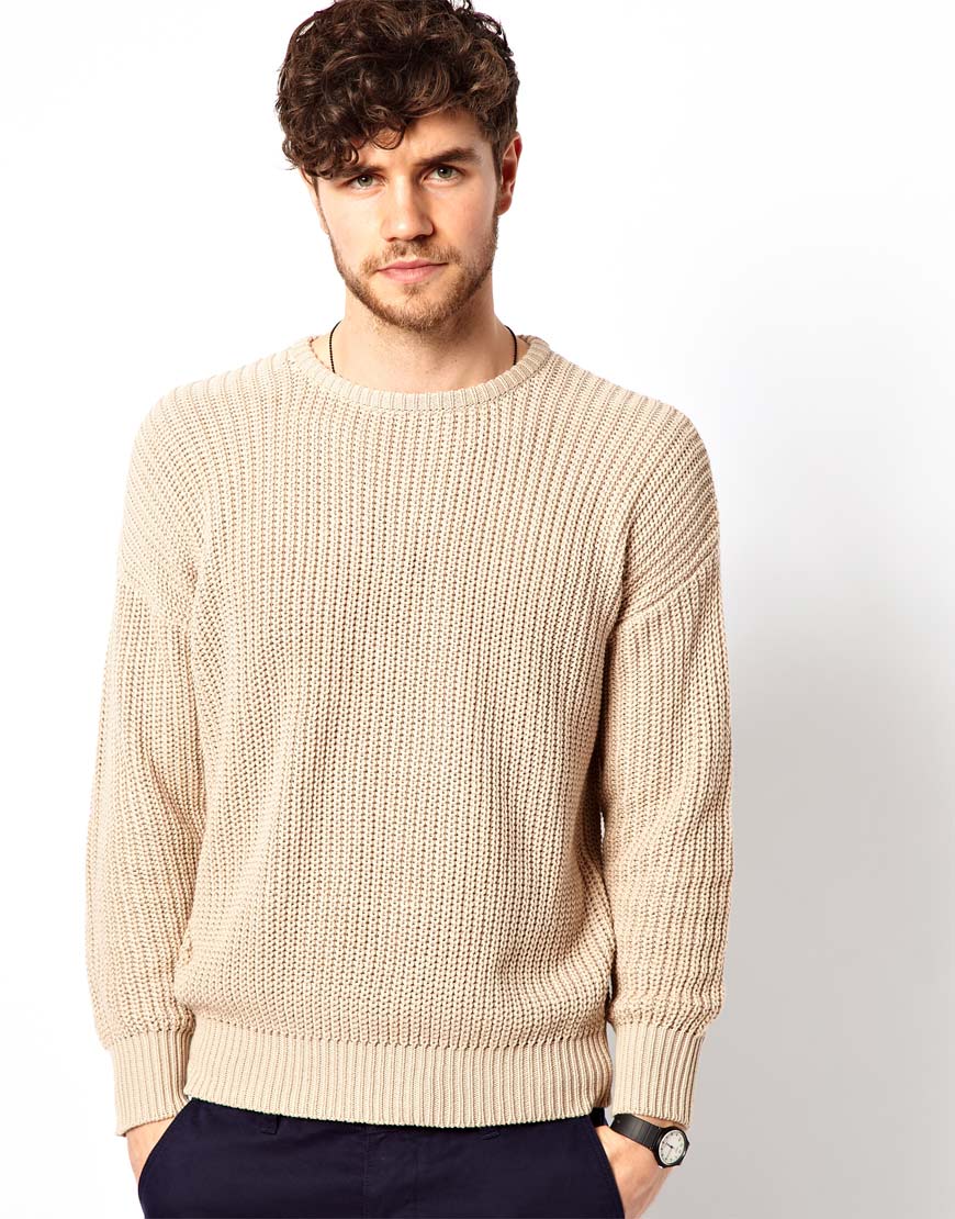 American Apparel Knitted Sweater in Natural for Men - Lyst