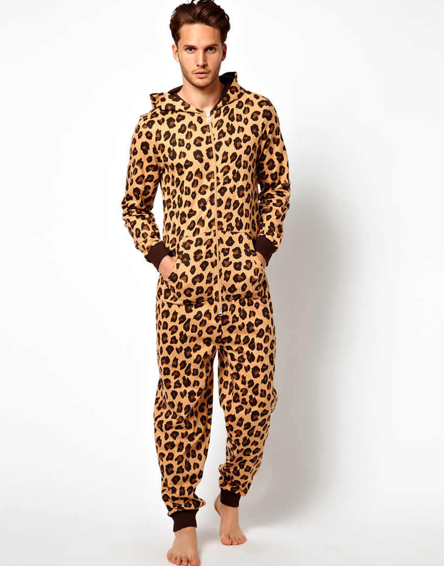 ASOS Onesie with Leopard Print in Brown for Men Lyst