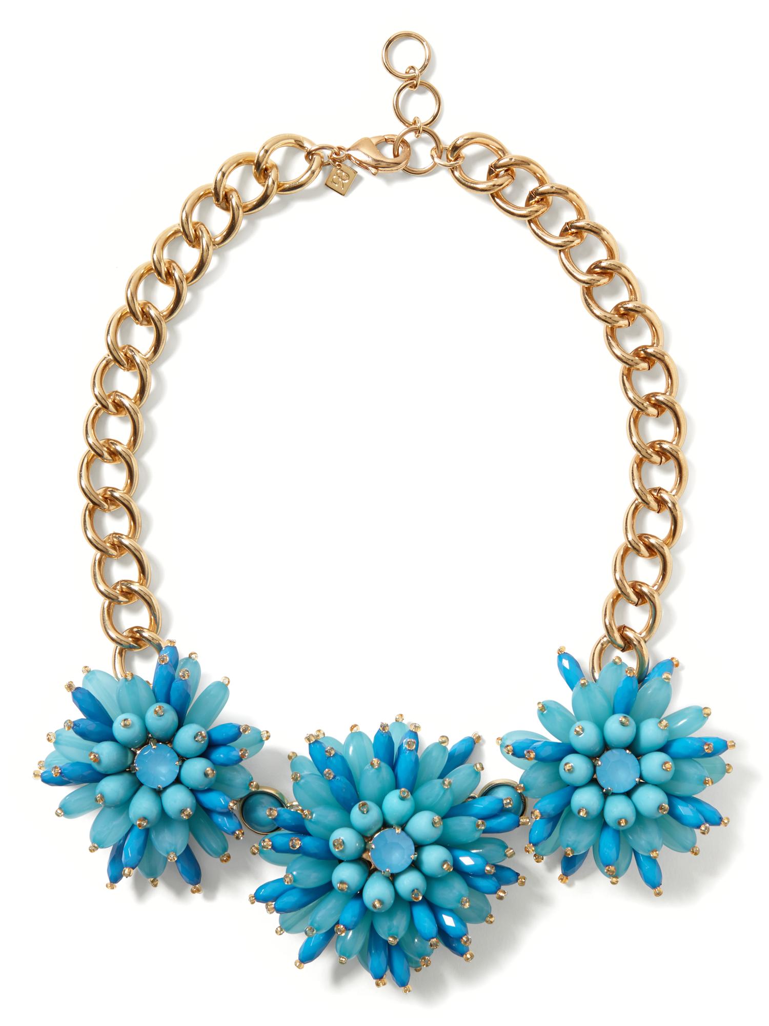 Banana Republic Dahlia Burst Necklace in Gold (blue combo) | Lyst
