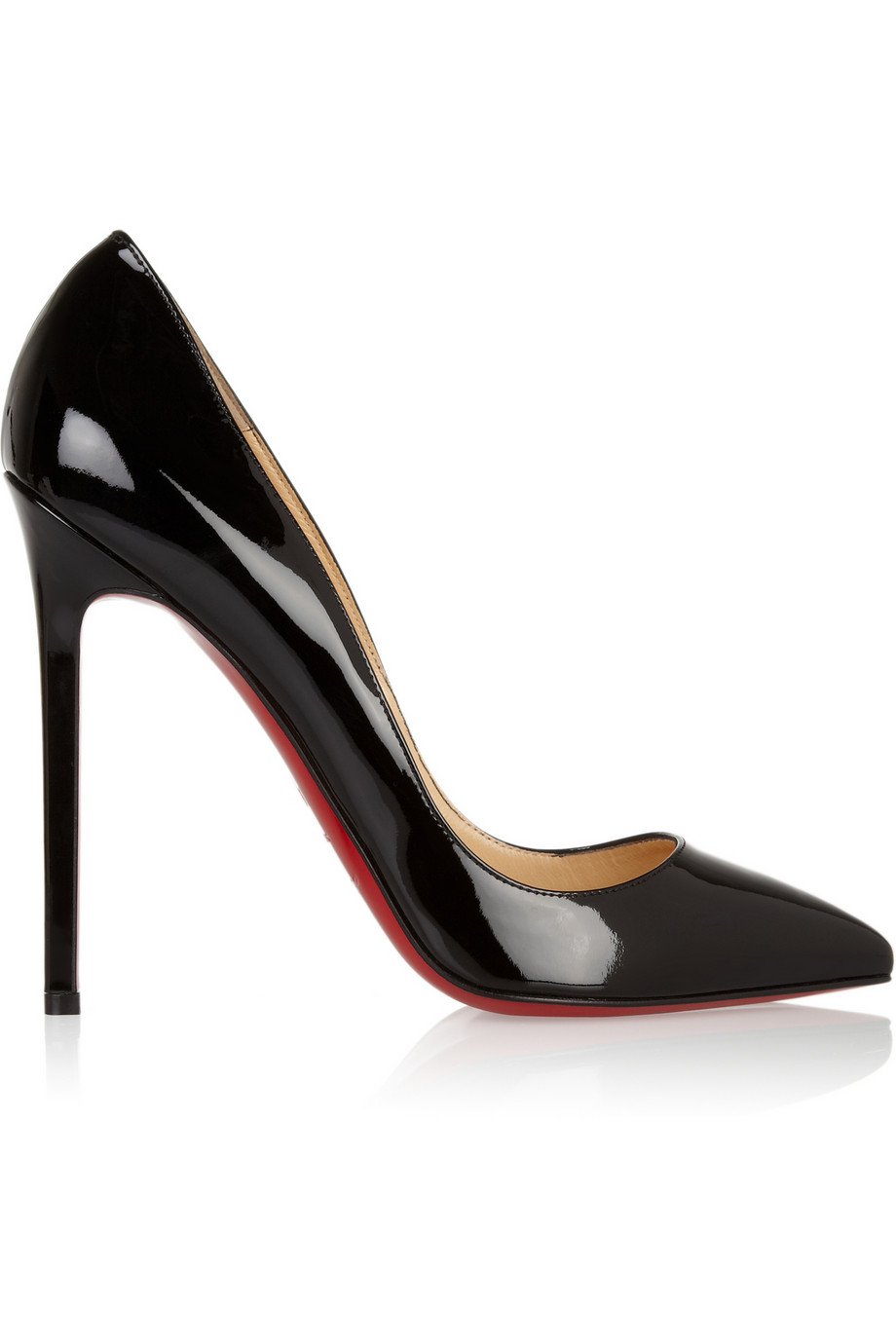 christian louboutin black pigalle pointed toe leather pumps