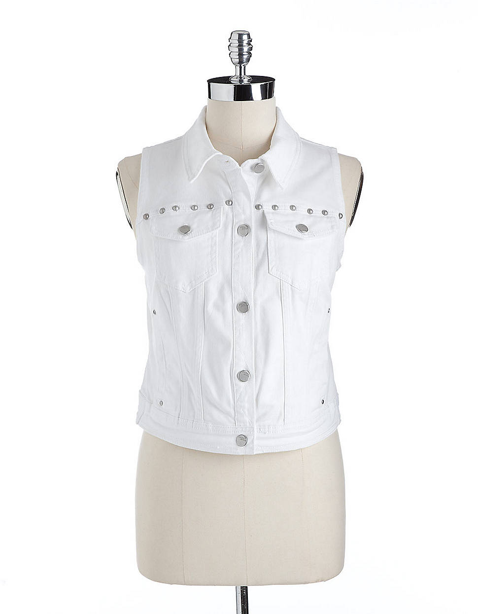 DKNY Studded Denim Vest in White Lyst