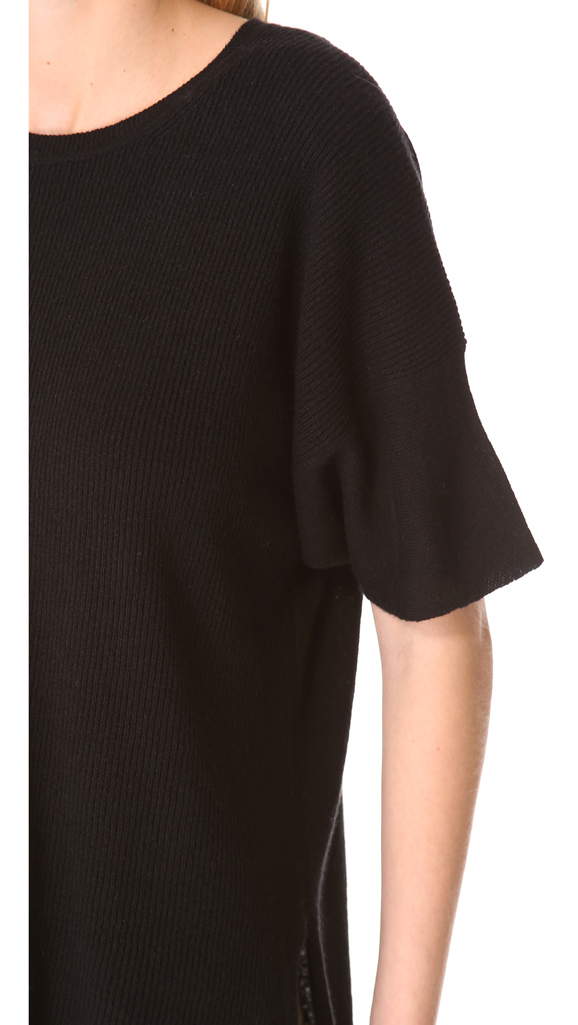 Vince Short Sleeve Cashmere Sweater in Black | Lyst