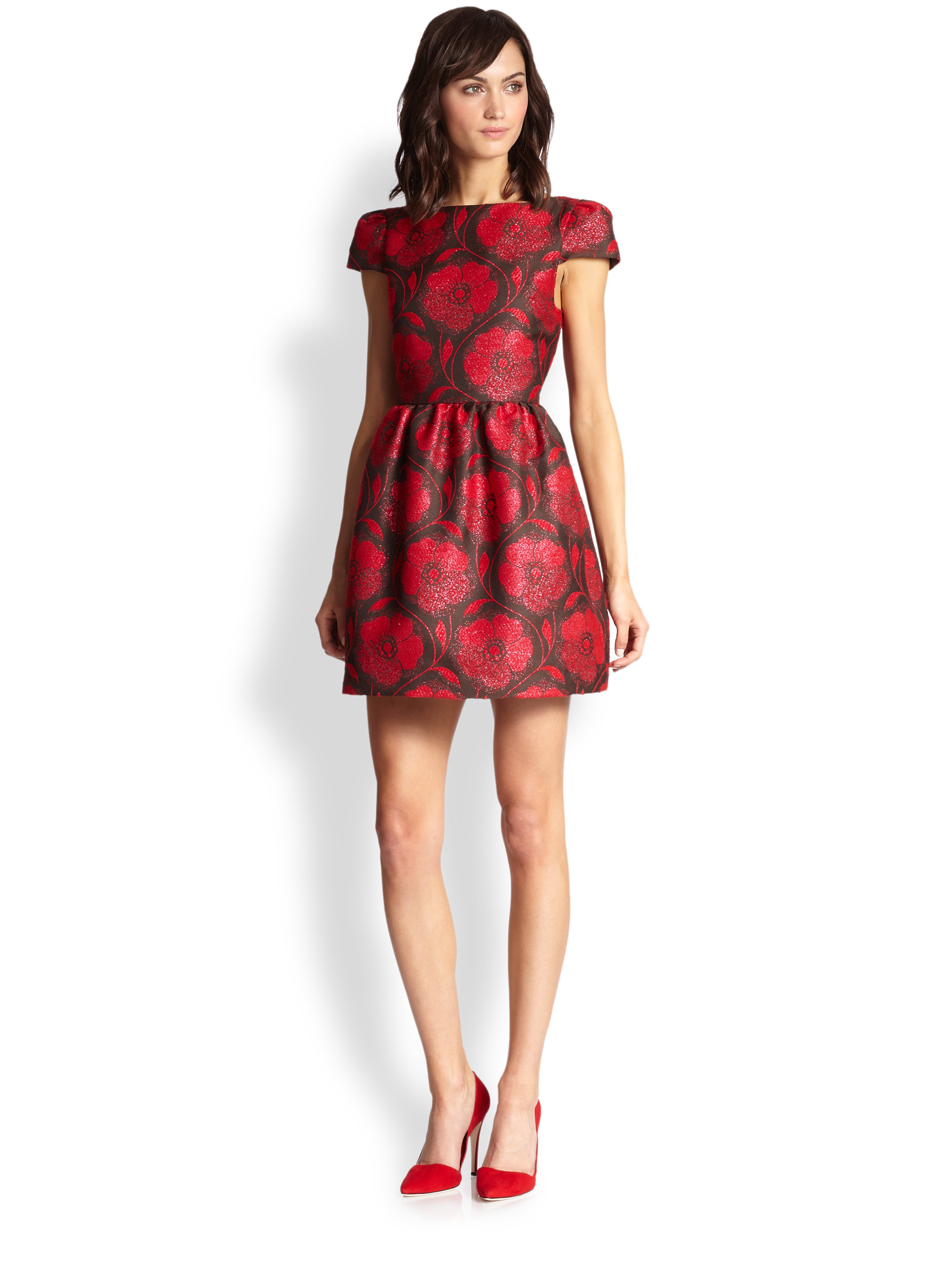 alice and olivia red floral dress