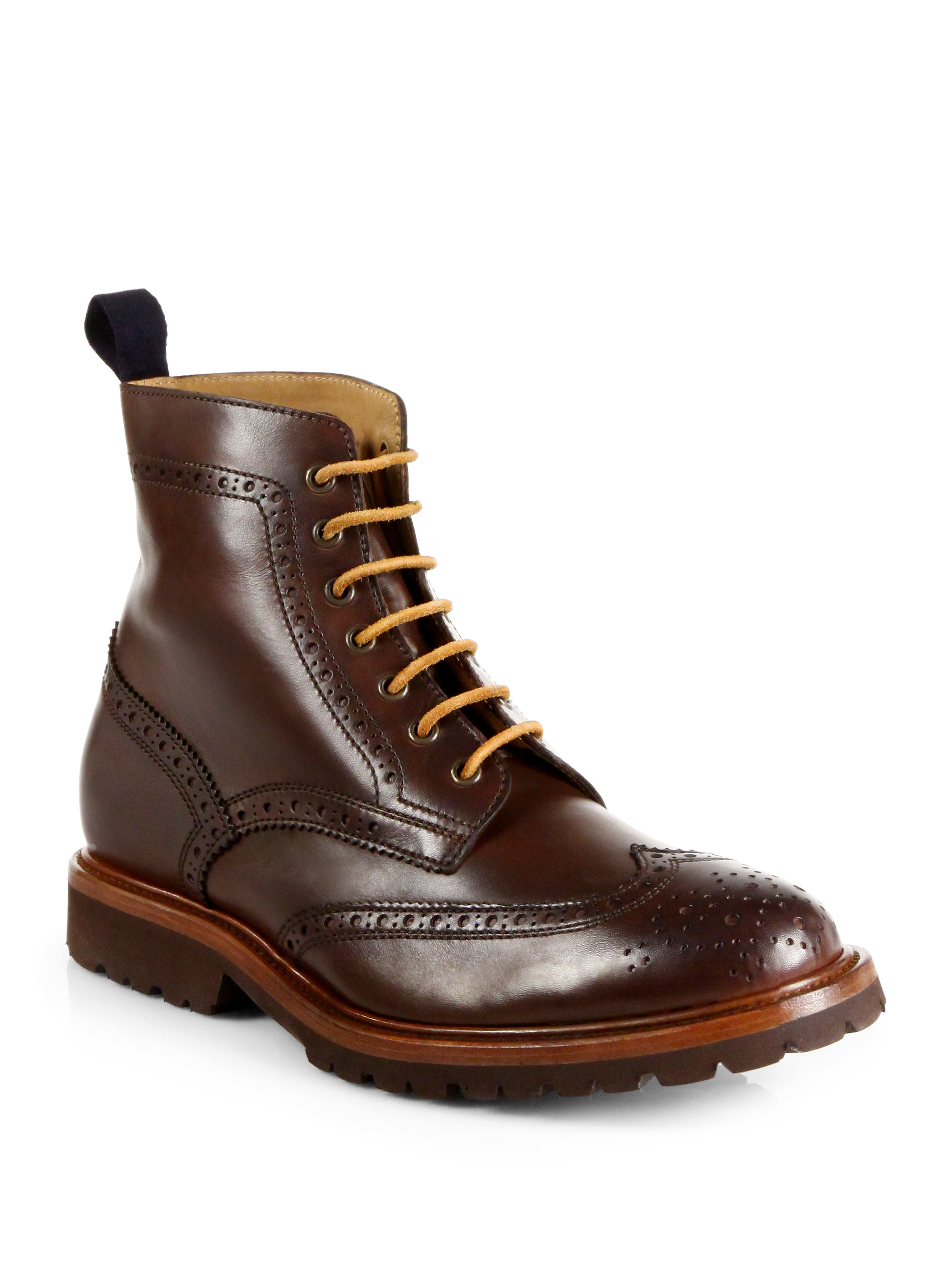 Lyst - Brunello Cucinelli Brogue Wingtip Boots in Brown for Men