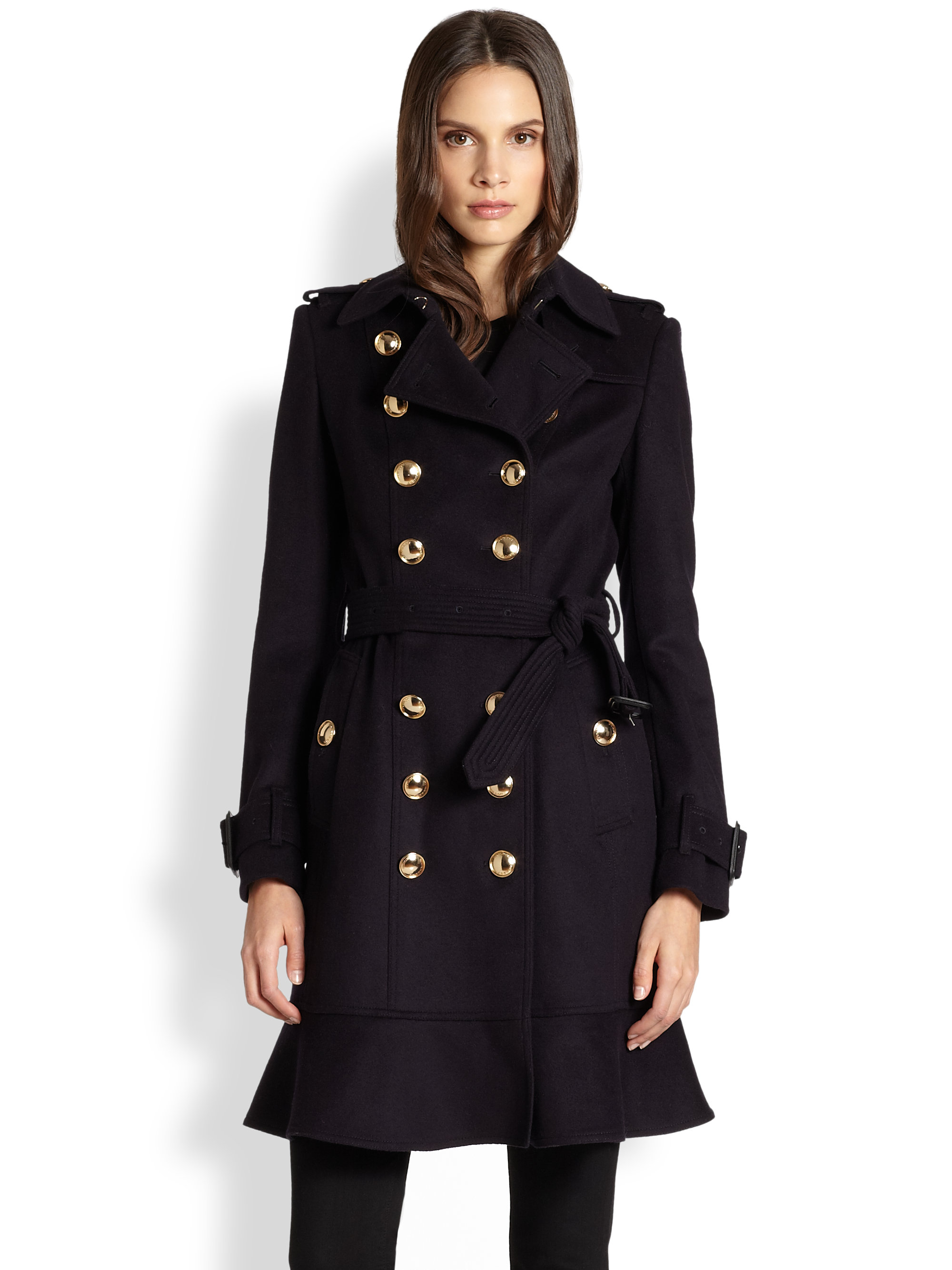 Burberry New Littleton Gold Button Trench in Navy (Blue) - Lyst