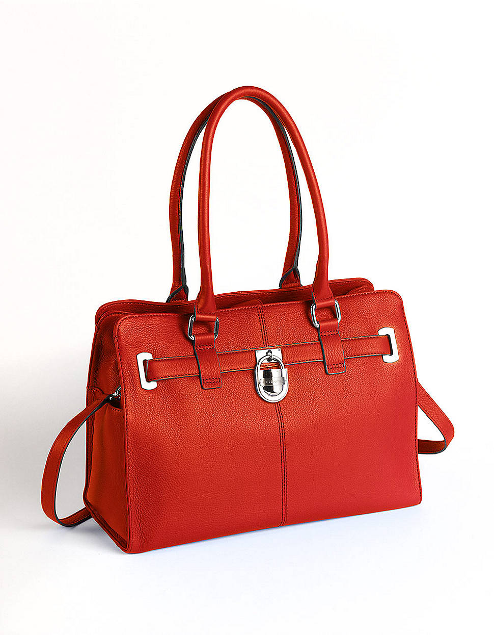 Calvin Klein Leather Satchel Bag in Coral (Red) Lyst