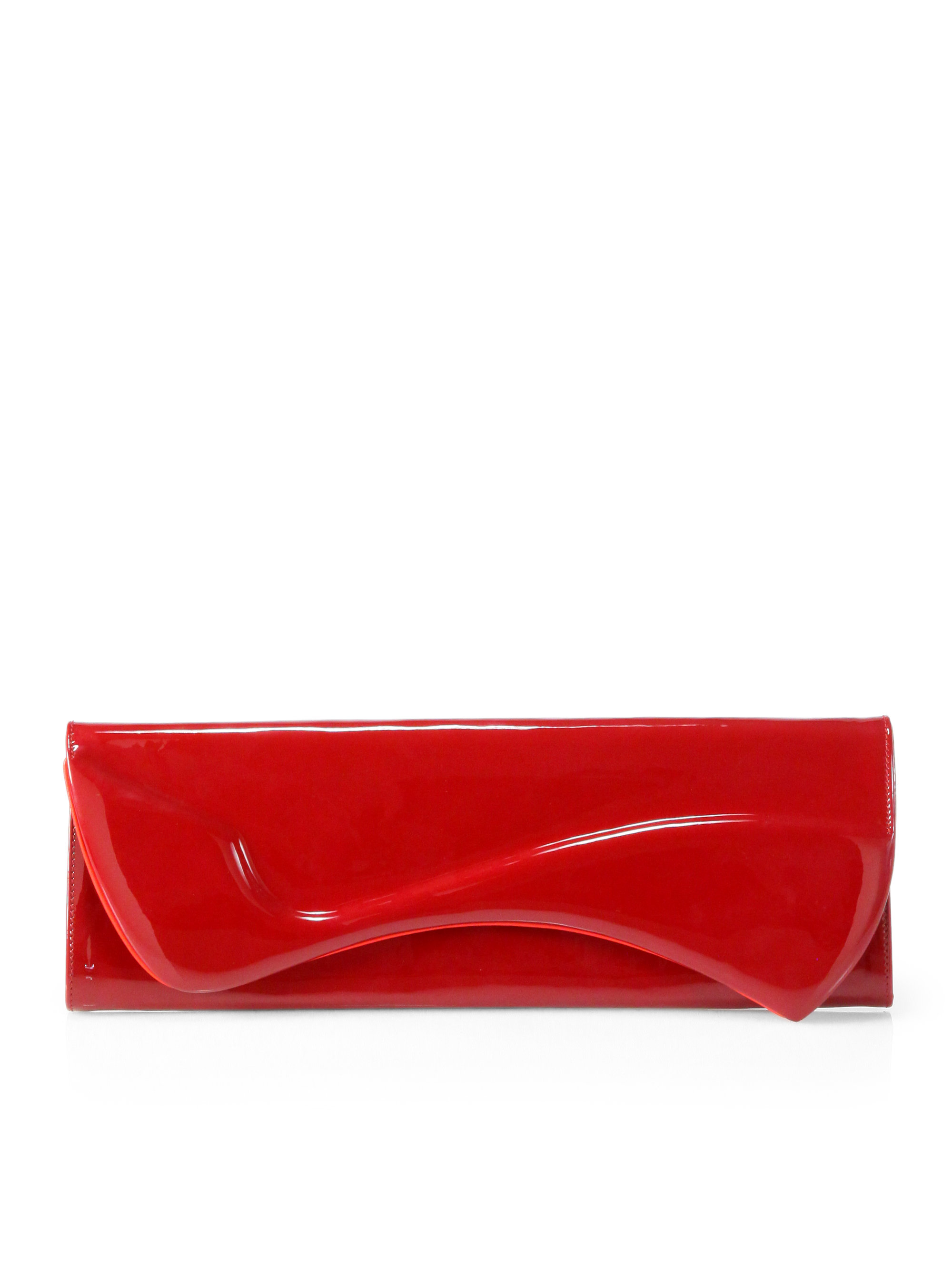 red patent leather clutch
